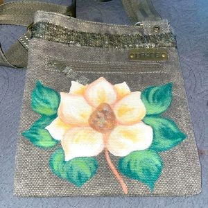 Wearable Hand painted canvas Crossbody. Great for anything.